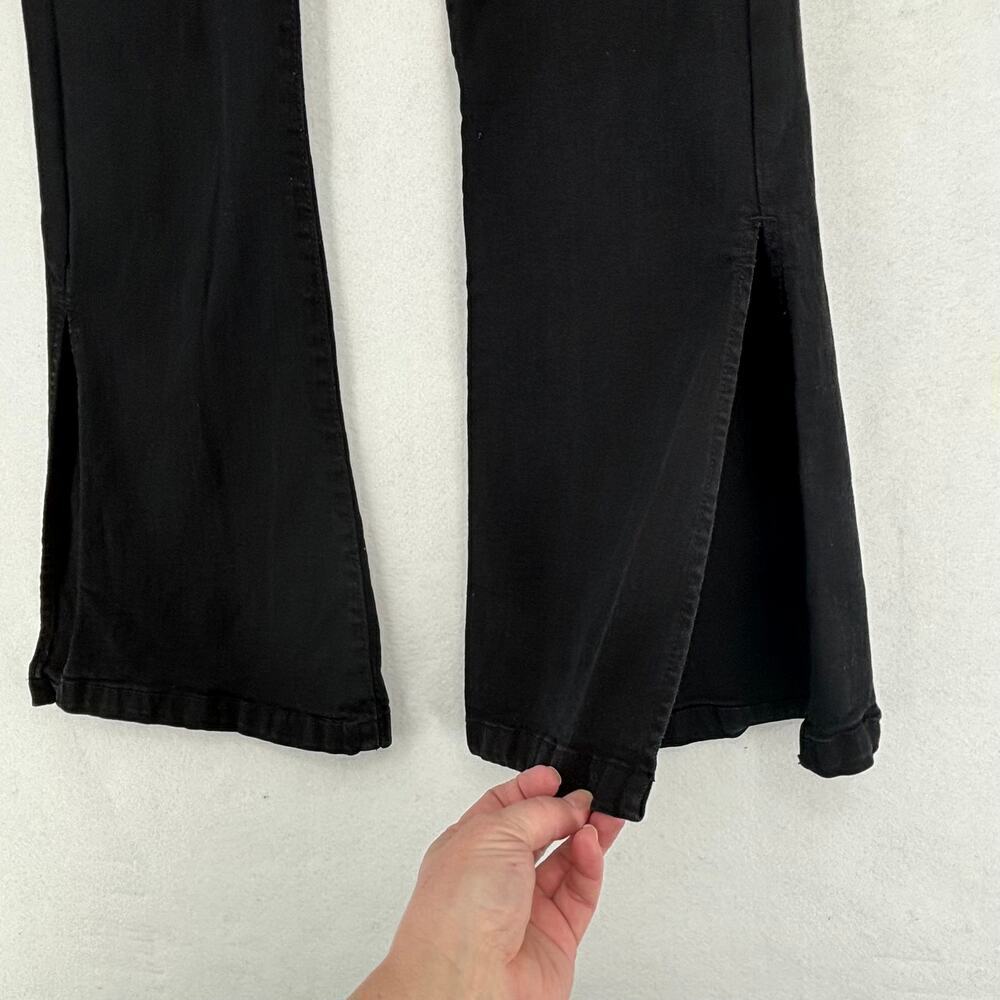 Pretty Little Thing Flare Jeans Size 8 Black High Rise Split Leg Stretch Denim - Picture 5 of 11